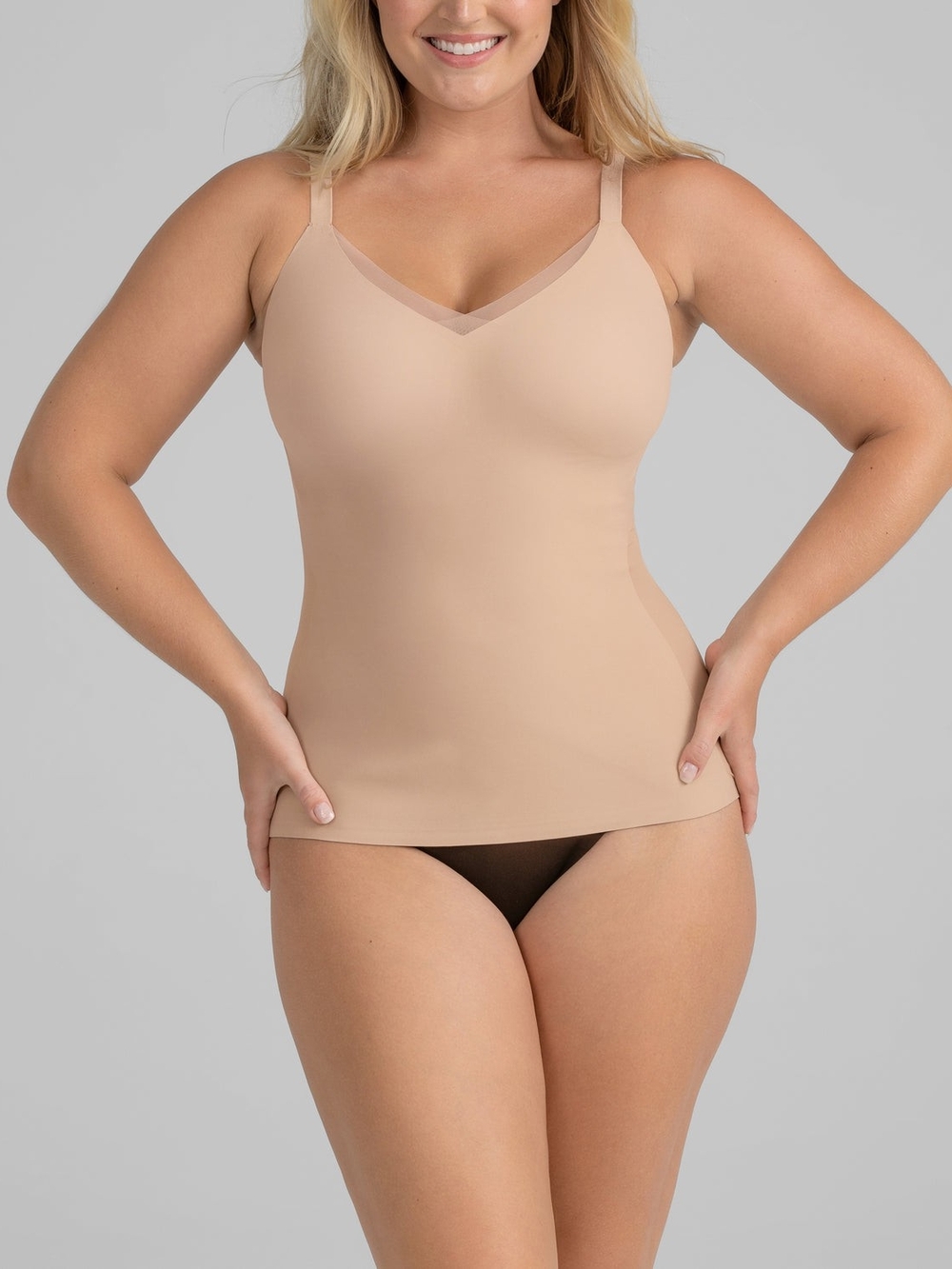 Honeylove Crossover Cami Shapewear Tank Top Sand Nude 1X Plus Honey Love